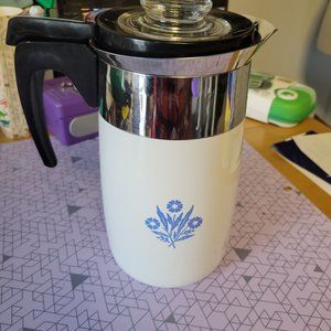 Vintage Coringware Blue Cornflower 10 cup Electric Percolator